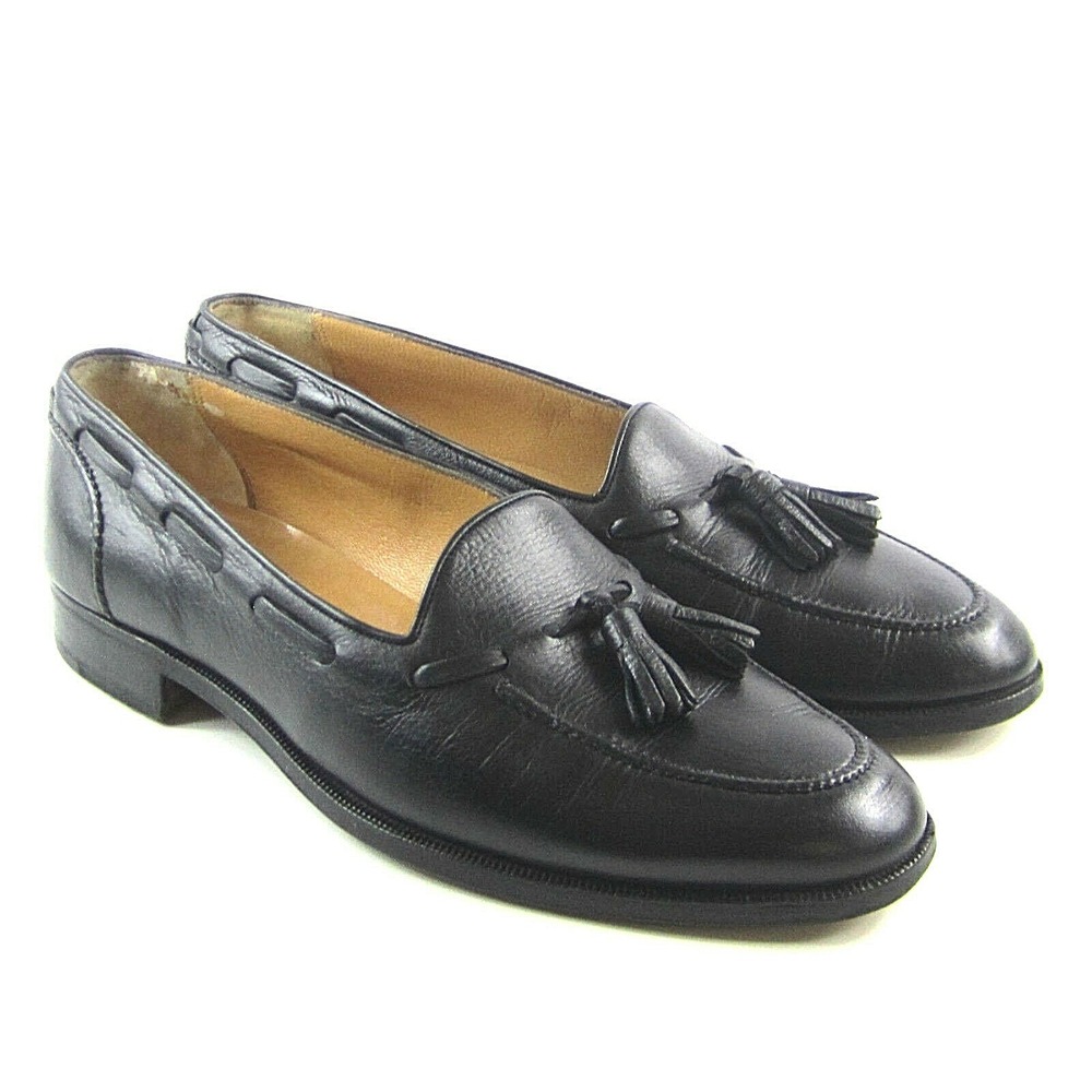 Davide Cenci Men's Size 9 M Black Tassel Slip on Leather Loafer Hand‎ Made Italy